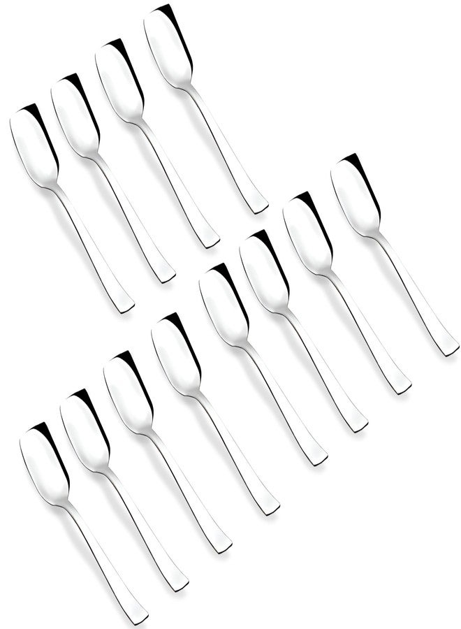 Parage Stainless Steel Set of 12 Ice Cream Spoons, Silverware Spoon Set, Dinner Spoon Length 13.5cm, Food Grade Silverware for Home & Kitchen, Durable Stylish, 12 Silver Spoons - Image 1